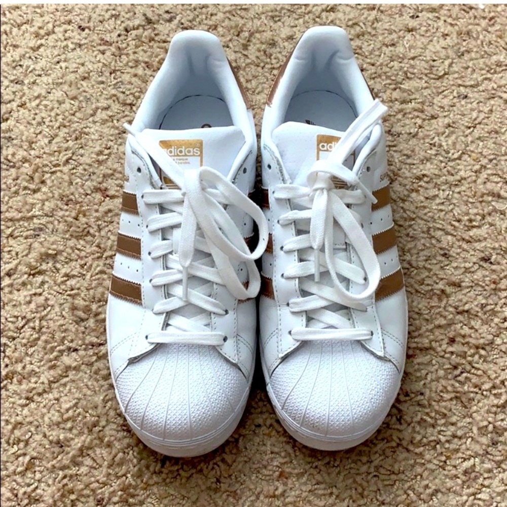 Adidas Superstar gold stripe women’s size 9